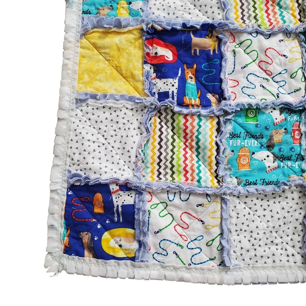 New Homade Baby Boy Puppy Rag Quilt